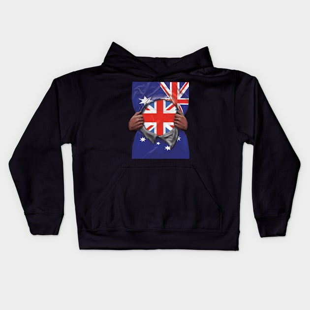 United Kingdom Flag Australian Flag Ripped - Gift for English Scottish Welsh Or Irish From United Kingdom Kids Hoodie by Country Flags